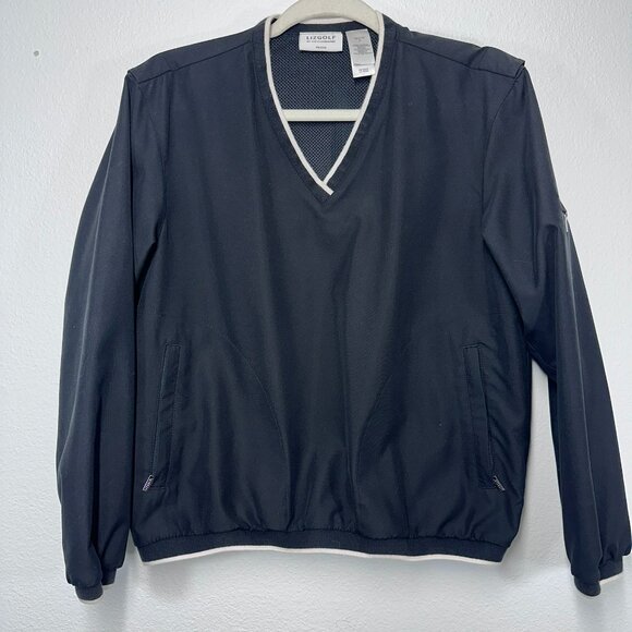 Liz Golf By Liz Claiborne Black Women’s Lightweight V-Neck Pullover Size Petite - Picture 1 of 6